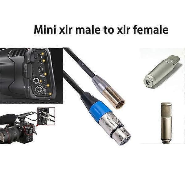 REXLIS 1FT Mini XLR han til XLR hun adapterkabel, 3-benet Mini XLR til XLR videokabel, til BMPCC 4 black