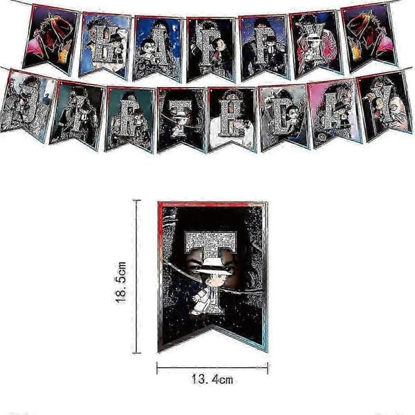 Michael Jackson Tema Bursdagsfest Dekorationsmaterialer Ballonger Kit Banner Kaketopper Sett