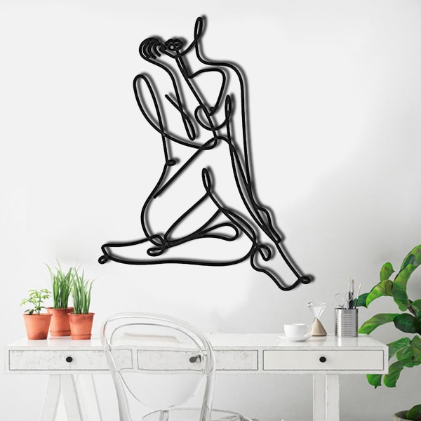 Minimalistinen naisten vartalo metallilanka Abstrakti yksiviivainen taide Naisen muoto Seinä Taide Sisustus Keittiö Makuuhuone Olohuone Kodin sisustus