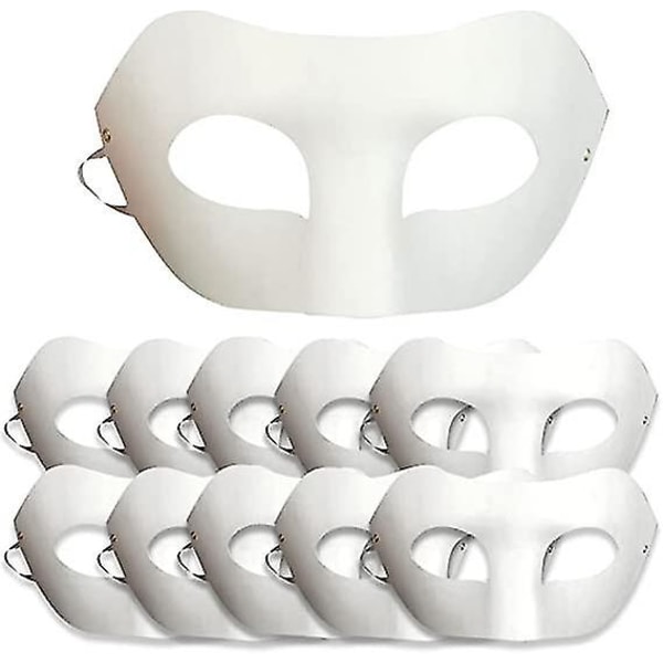 10 kpl Diy White Paper Masks Zorro Blank Mask, Käsinmaalattu naamio persoonallisuudelle Creative Design Dance Party, Masquerade, Cosplay Party