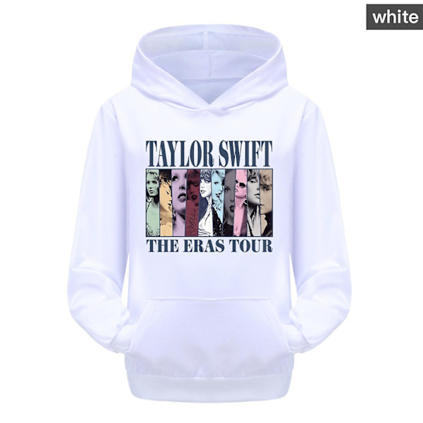 3-16 år Barn Pop Taylor Swift The Eras Tour Tryckt Hoodie Flickor Pojkar Hooded Sweatshirt Pullover Toppar White 15-16T 170CM