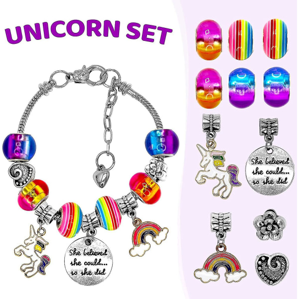 Gør-det-selv charme armbåndssæt, Unicorn armbåndssæt, Havfrue Candy Unicorn Crafts Gaver til piger Teenagere i alderen 8-12 Jul fødselsdagsgave til piger