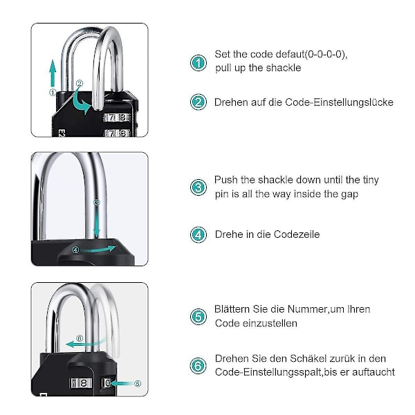 2-pack 4-siffrig kombinationslås, kombinationslås