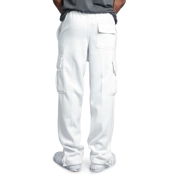 Nya Lediga Rak Overaller med Flera Fickor för Män White XL