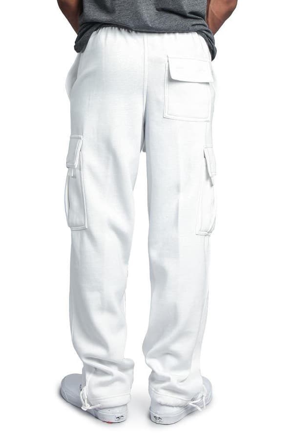Nye Herre Casual Multi-Pocket Løse Straight Overalls White M