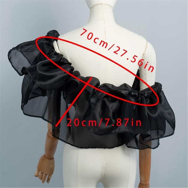 Vit Brud Off Shoulder Wrap Andas Flouncing Sjal Eleganta Bröllopsaccessoarer Mjuk Organza Tyll Design Svart Black