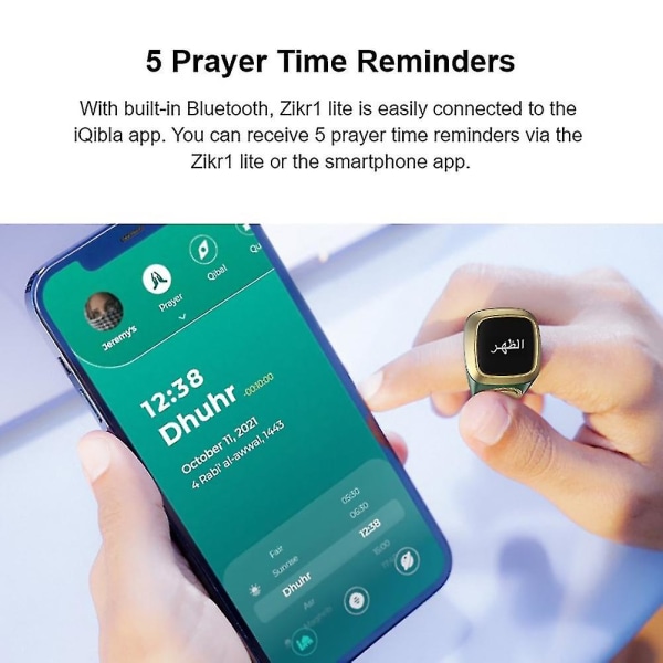 Smart Tasbih Tally Counter Ring för muslimer Zikr Digital Tasbeeh 5 bönstund