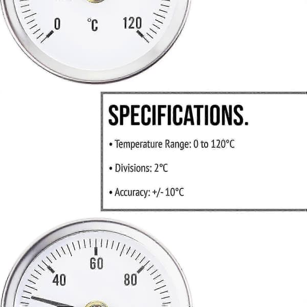 Termometer 0-120 Med Fjeder, Med Klemme Til Montering På Rør, Bimetallisk Overflade I Rustfrit Stål-63mm