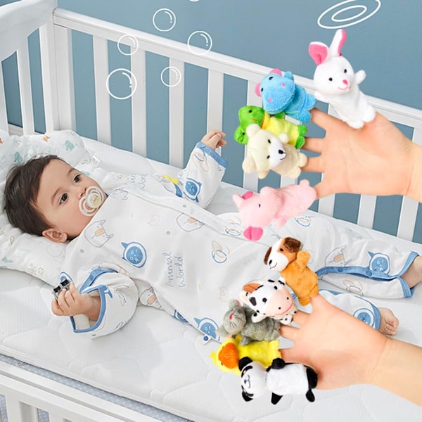 10 stk fingerdukker for småbarn, myke plysj marine dyr fingerdukke leker for historietid lek tid viser fest favoriserer, pedagogiske dukker 10 Pcs Animals Finger Puppet