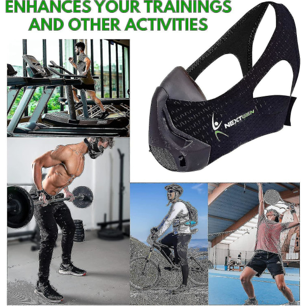 Nextgen Altitude Workout Mask Cardio Andning Andningsstyrketränare 24 nivåer för syrebrist, 8 utbytbara kolfilter Sport Elevati