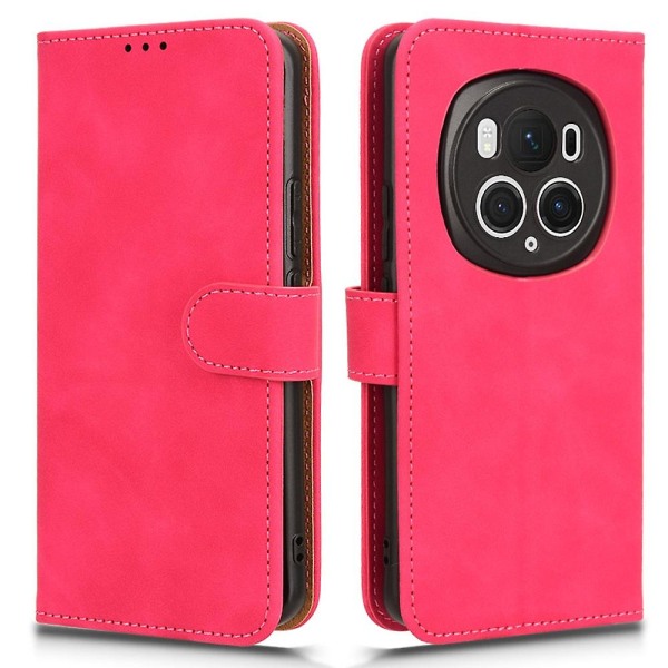 For Honor Magic6 Pro 5G Skin-touch Case Lompakko Folio Flip Phone Cover - Rose Pink Style D Honor Magic6 Pro 5G
