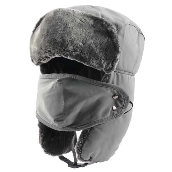 Tjock, varm skidmössa, vindtät mask, öronmuff grå