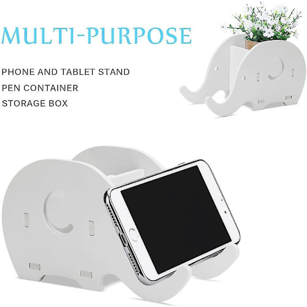 Træblyantholder Mobiltelefonstativ Bracket Urtepotteholder Elephant