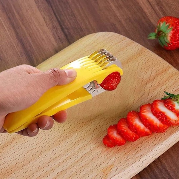 Rustfritt stål mat manuell slicer, banan jordbær agurk gulrot egg slicer, håndholdt bærbar grønnsak frukt multifunksjonelle slicere, raskt måltid 2PCS