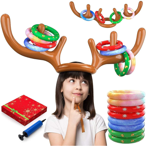 2021 Reindeer Antler Ring Toss Game Reinsdyrspill for to spillere Interaktive julefestspill for voksne og barn Reinsdyrringkastehatt med