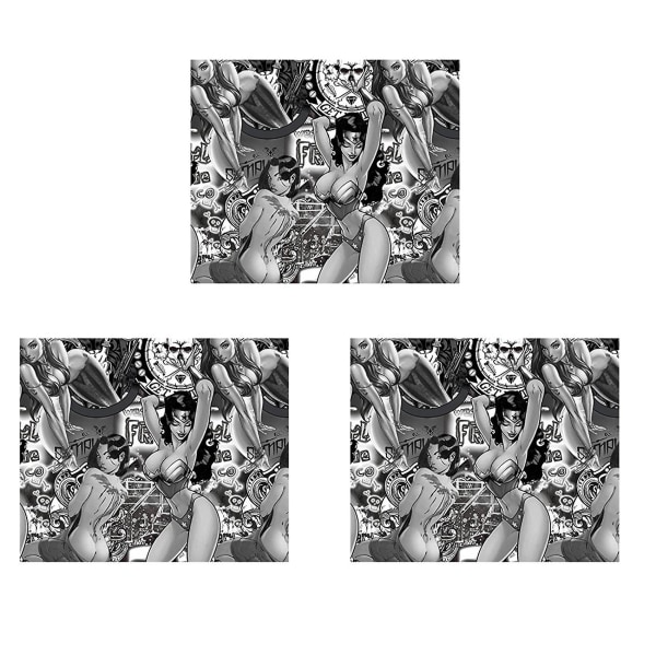 3x hydrografinen filmi - vesisiirtopainatus - vesikasto - Fantasy Girls - 50 x 200 cm Gray