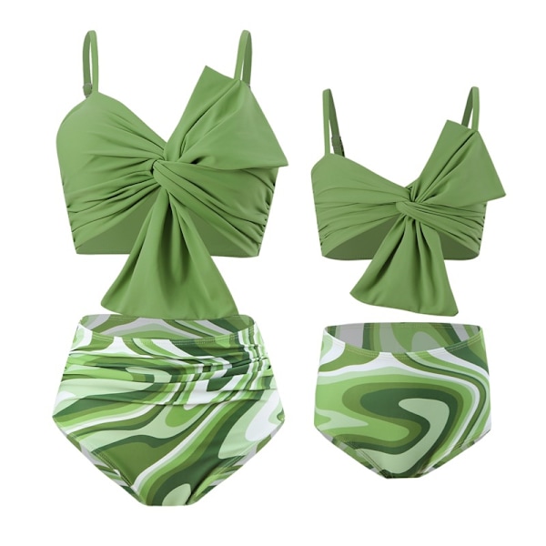 Förälder-Barn Baddräkt Kvinnor Flickor Bikini Set Tryckt Strand Baddräkt NO.3 164 ( kids size)