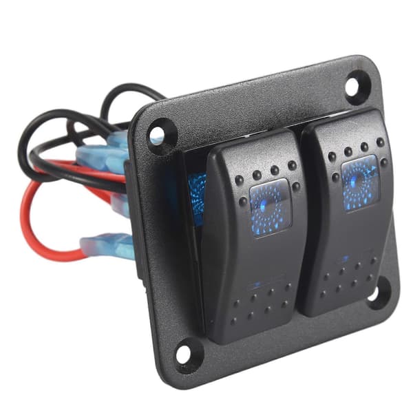 2-veis vippebryterpanel 5-pins av/på forhåndskoblet vippebryter Vanntett bryterpanel for bil, marine, ATV, tilhenger, blå