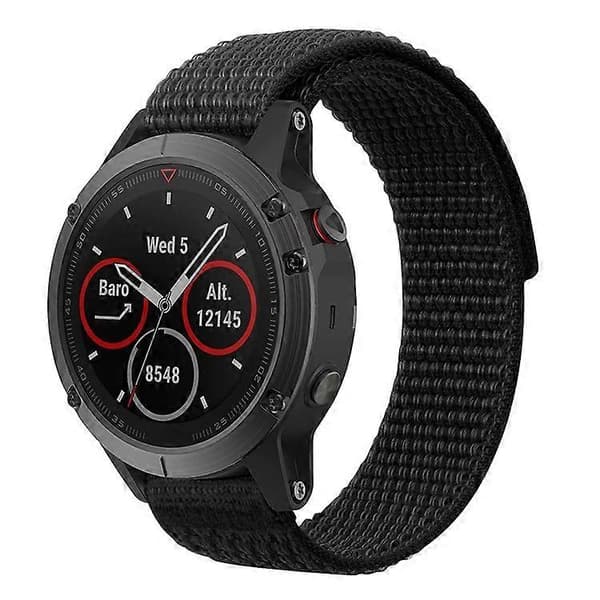 Kompatibel med Garmin Forerunner 965 / 955 / 945 / 935 Justerbar Urrem Syet Nylon Loop Håndledsrem Black
