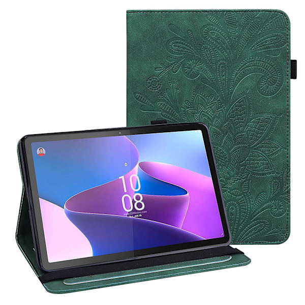 For Lenovo Tab P11 Gen 2 Imprinting Drop-proof nettbrettdeksel PU lær lommebokveske med stativ Green