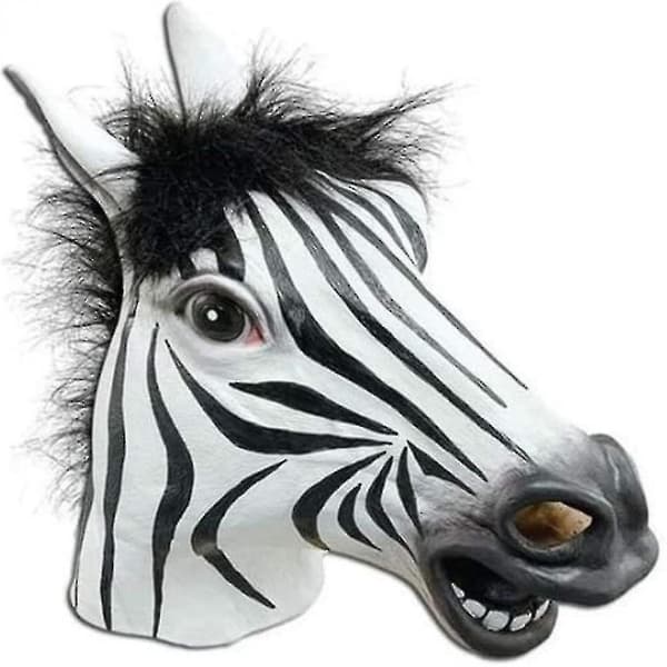 Full Head Zebra Gummimask Latex Djur Läskig För Halloween Fest