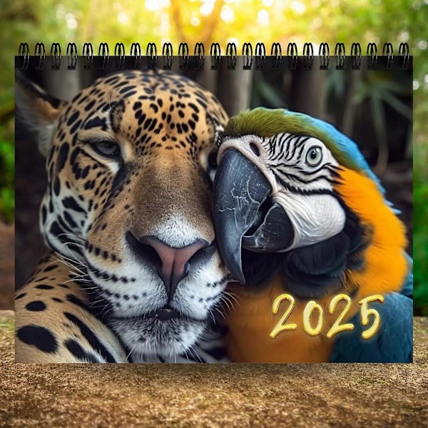 2025 Seinäkalenteri, Muodikkaat Hauskat Eläimet Riippuva Kalenteri, 12 Kuukauden Korkearesoluutioinen Hauskat Eläimet Teemallinen Kalenteri (Eläinystävät) Joululahja 1pcs