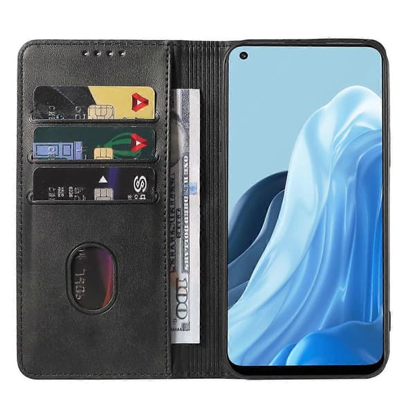 Magnetiskt läderfodral för OPPO Reno7 4G Black