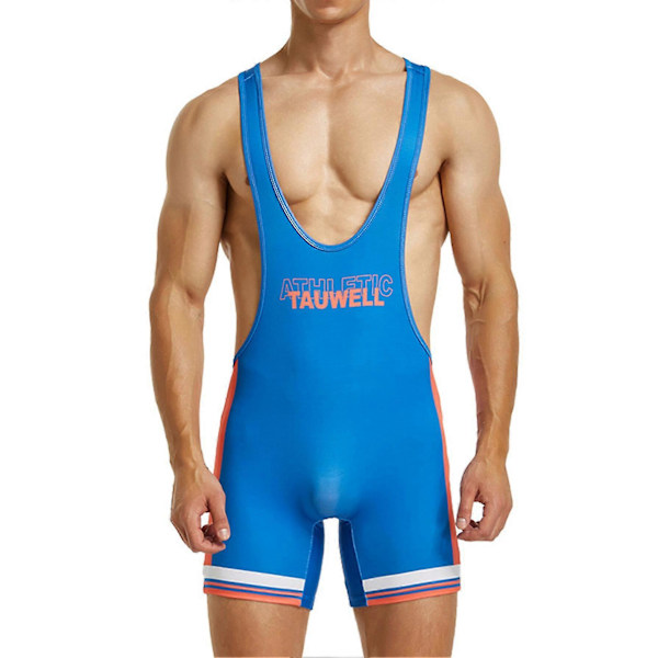 Mænd Singlet Letvægts Polyester Y-Back Tank Top Brydningsudstyr Til Fitness Blå XXL Blue M