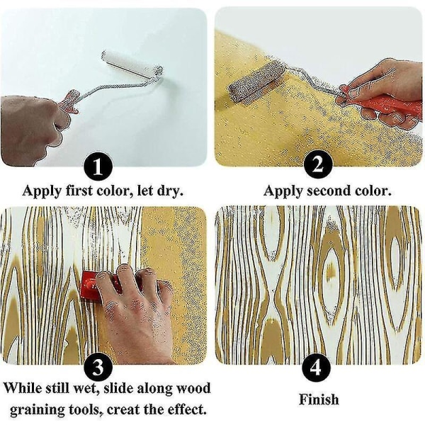4 set puunsyistä kumijäljitelmätyökalua, maalaustekstuurityökaluja kodin seinälle