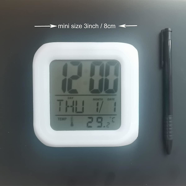 Stitch LED digital väckarklocka - Ministorlek, 8 cm, 3 tum, 7 färger ändras, temperatur, perfekt för barnens sovrum(14)