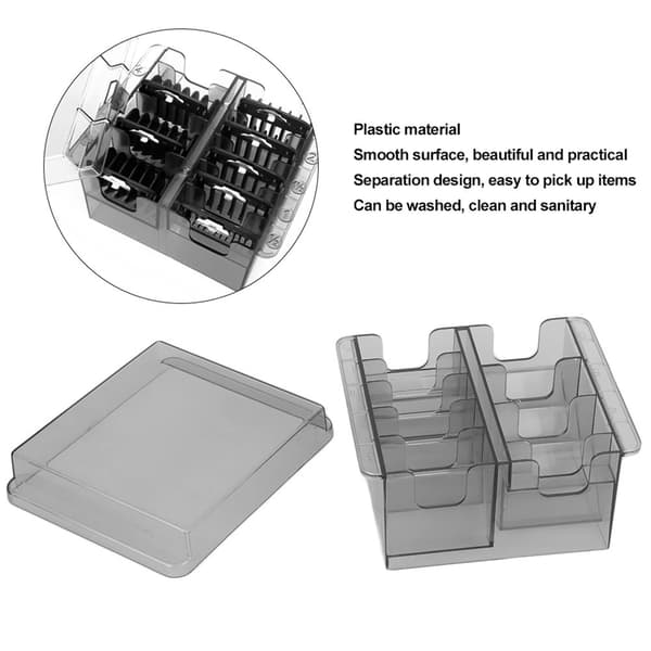 Storage Box for Guide Combs, Hair Clippers, Positioning Tools, Dividers, Organizer Case, Transparent Grey