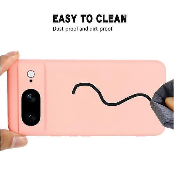 Kompatibel med Google Pixel 8 Anti-Fingeravtryck Mobilskal Flytande Silikon+Mjukt Foder Telefonfodral Baksida Pink