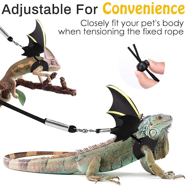 Justerbar Bearded Dragon Sele och koppel, 3 storlekar läder reptil koppel Utomhus sele koppel för ödlor Reptiler amfibier små husdjur