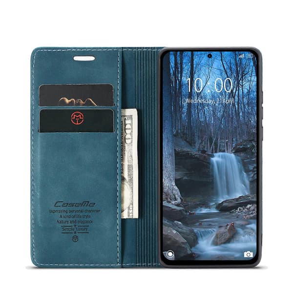 Til Xiaomi Redmi Note 14 5G Etui Kortholder Stativ Læder Telefon Cover Blue