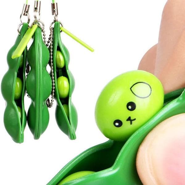 6-pak Squeeze Legetøj Edamame Bønner Charms - Nøglering -