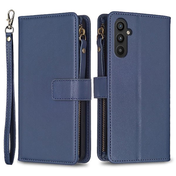För Samsung A34 5G Enfärgad blixtlåsväska Case Bf19 Blå Blue Style C Samsung Galaxy A34 5G