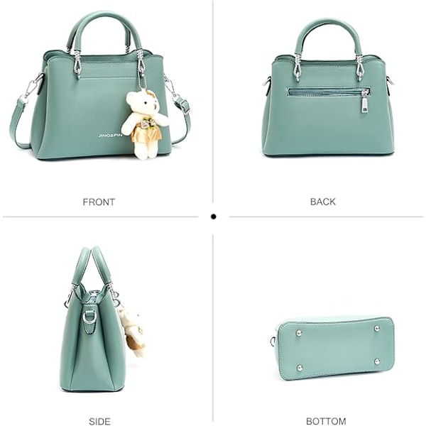 Kvinders Crossbody Mode Top Håndtaske Damer Skuldertasker PU Læder Satchel Taske Piger Messenger Tasker Håndtasker med Bjørn Vedhæng (Beige)