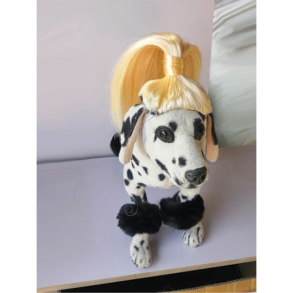 Blond hästsvans peruk för husdjur, med justerbara elastiska band Kreativa peruker för husdjur Hund katt cosplay peruker Husdjurskläder Husdjurshuvudbonader Kläder Leksak #1