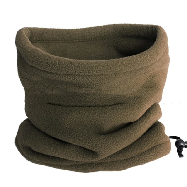 Unisex Vinter Utomhus Solid Färg Mjuk Tjock Fleece Halsvärmare Gaiter Cover Mössa Olive Green