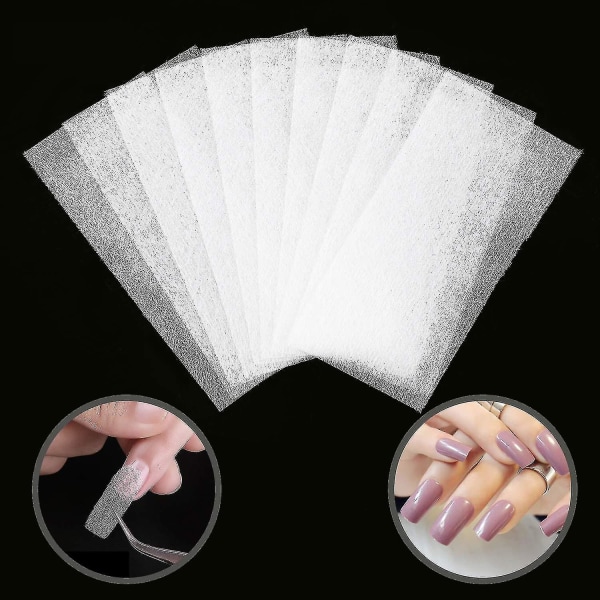 100 stycken Fibernaglar som är kompatibla med nagelförlängningar, nagelförlängning Silk Glasfiber Gel Kit Falsk Nails Manikyr Salon Tool kompatibel med UV Gel Na