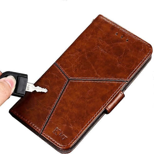 Geometrisk Syning Læder Telefon Cover Til iPhone 14 Black