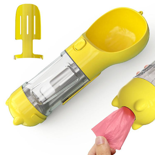 300 ml vand multifunktionel udendørs lækagesikker sammenklappelig letvægts kæledyr vanddispenser flaske, egnet til hunde, katte og andre dyr yellow