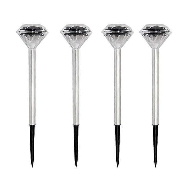 Solcelledrevne diamantstavlamper i rustfrit stål LED havelanterner 4 stk. hvid