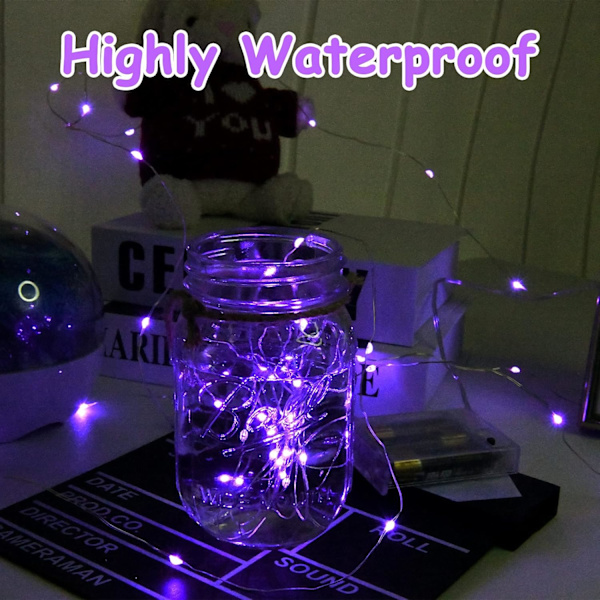 Lilla fe-lys, 3M/10ft 30LED Halloween-dekorasjonslys, batteridrevne oransje lysstrenger for Halloween, juledekorasjoner Purple