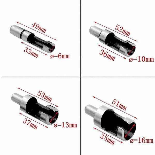 8 STK HSS Pluggkutter Trebearbeidingsverktøy Trepluggbor Trepluggkutterbor 6mm/10mm/13mm/16mm
