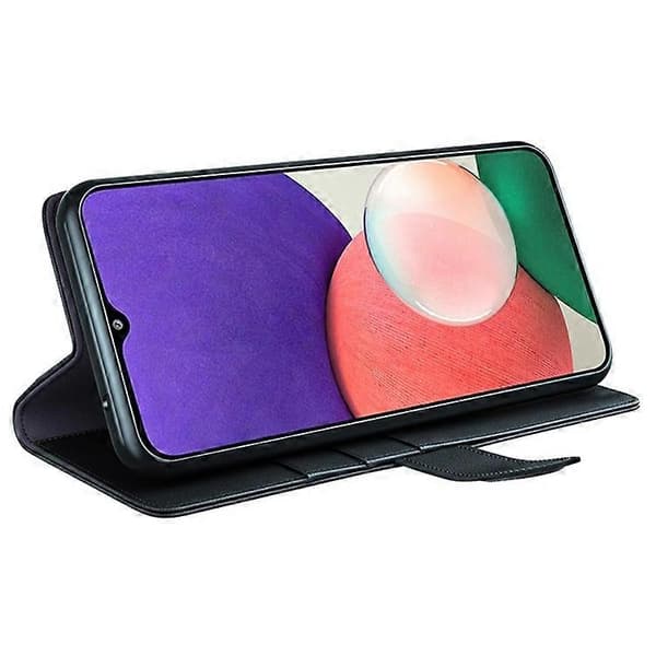 Kompatibel med Samsung Galaxy A22 5G (EU-version) Splitlæder Ægte Læder Fuld Beskyttelse Pung Stativ Telefoncover Black