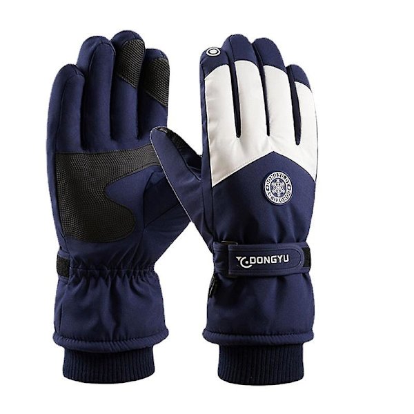 Skihandsker Touch Screen Mænd Og Kvinder Par Vinter Fortykke Termisk Vindtæt Vandtæt Udendørs Ridning Men's blue Average size