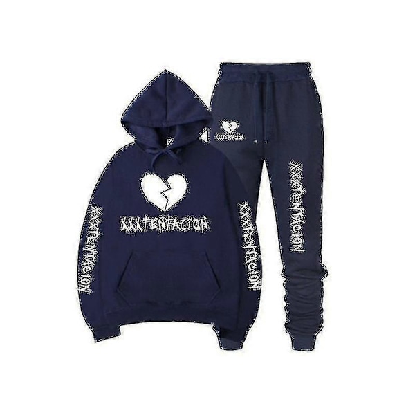 Höst/vinter Xxxtentacion Revenge Kill Hip Hop Hoodies Tröjor och Byxor Män Tvådelad Set Huvad Dräkt Sammet Shry LightLightAIxinBB M