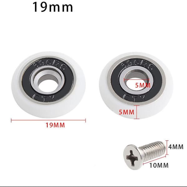Sett med 8 erstatningshjul for 19 mm dusjdør