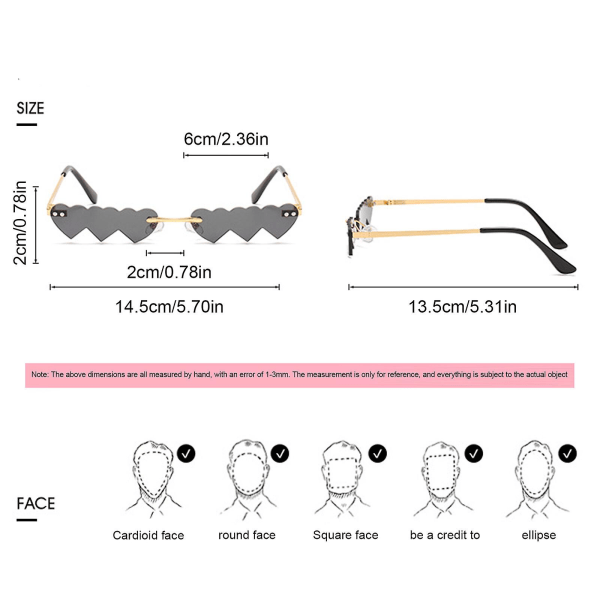 Hjerteformede solbriller, hjertesolbriller Gray